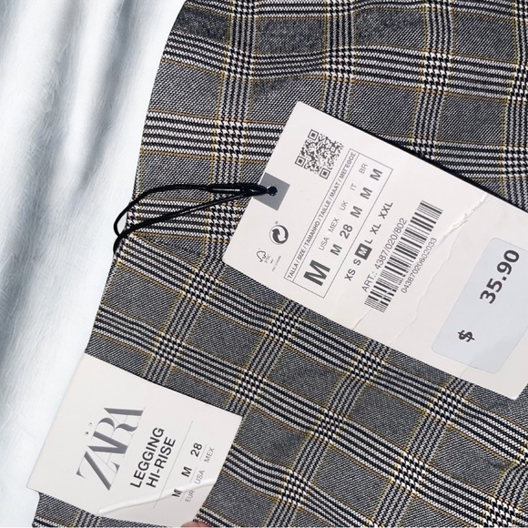 Zara Black and White Plaid Leggings - Picture 5 of 6